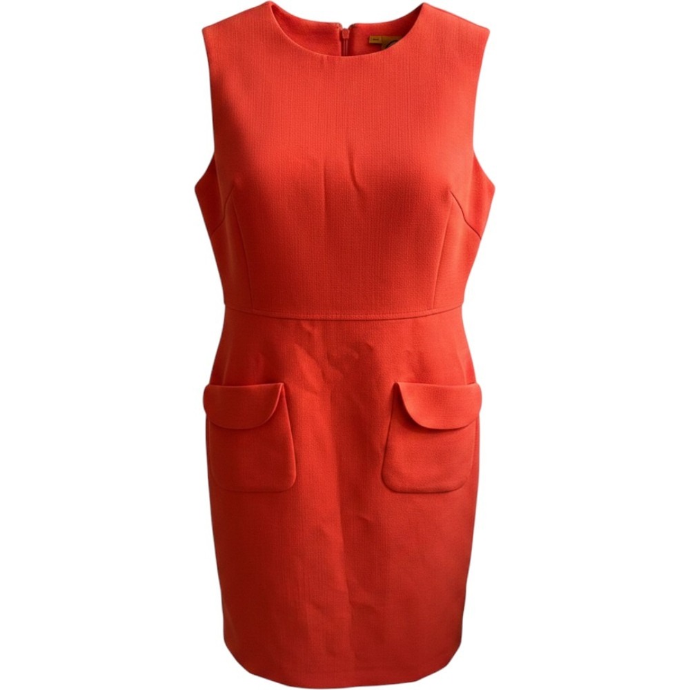 Tory Burch Shift Dress Women 6 Orange Wool Blend Flap Pockets 11091400 Mini
